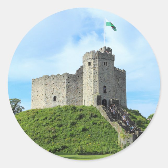 Sticker Rond Gardien du château de Cardiff (Devant)
