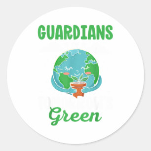 Sticker Rond Gardiens du vert de demain Sauvegarder la planète