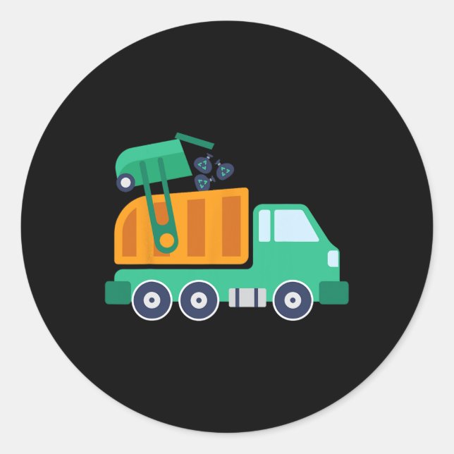 Sticker Rond Garge Camion Recyclage des déchets Collecteur Eart (Devant)