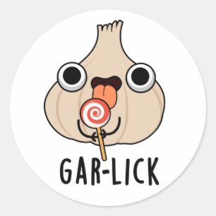Sticker Rond Garlick Funny Garlic Herb Pun