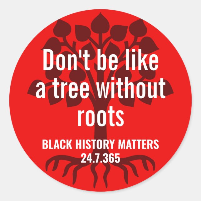 Sticker Rond Garvey TREE SANS RACINE | Historique noir BHM (Devant)