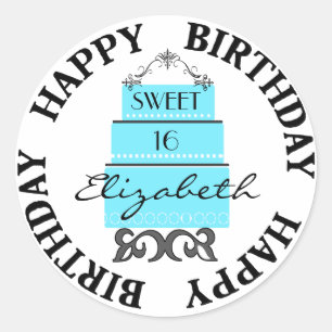 Sticker Rond Gâteau 16 Bleu sucré