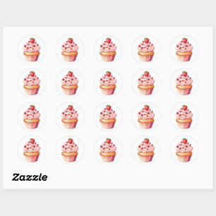 Sticker Rond Gâteau à la tasse mignonne
