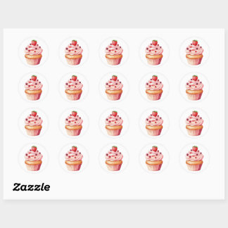 Sticker Rond Gâteau à la tasse mignonne