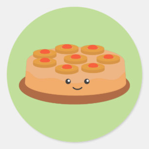 Sticker Rond Gâteau à l'envers d'ananas