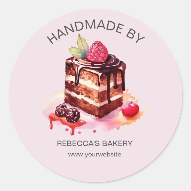 Sticker Rond Gâteau au chocolat fait main avec chevalet d'amour (Devant)