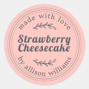 Sticker Rond Gâteau au fromage aux fraises fait maison rustique