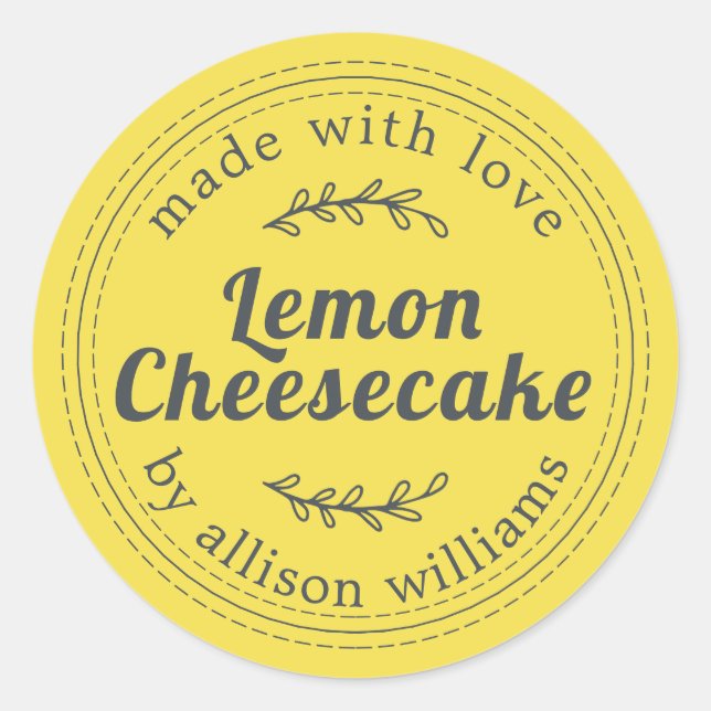 Sticker Rond Gâteau au fromage citron maison rustique jaune (Devant)
