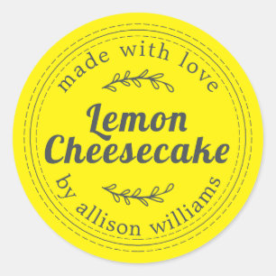 Sticker Rond Gâteau au fromage citron maison rustique jaune cla