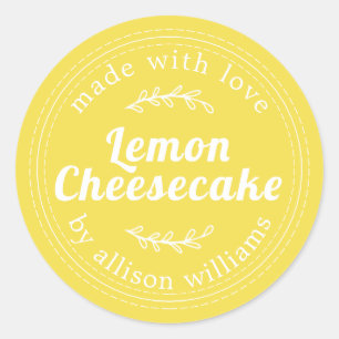 Sticker Rond Gâteau au fromage citron rustique fait maison Jaun
