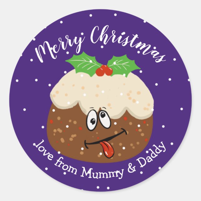 Sticker Rond gâteau aux fruits de cantine de Noël stupide (Devant)