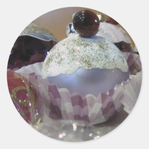 Sticker Rond Gâteau cupcake glaçé élégant