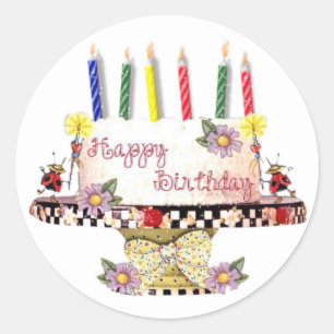 Sticker Rond Gâteau d'anniversaire