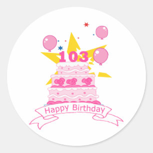 Sticker Rond Gâteau d'anniversaire 103 ans