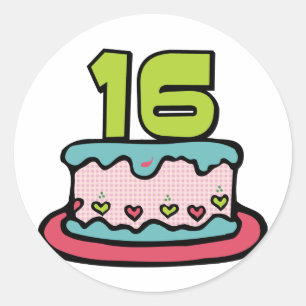 Sticker Rond Gâteau d'anniversaire 16 ans