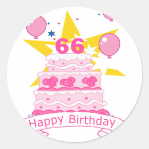 Sticker Rond Gâteau d'anniversaire 66 ans