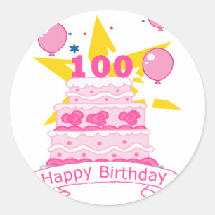 Sticker Rond Gâteau d'anniversaire de 100 ans