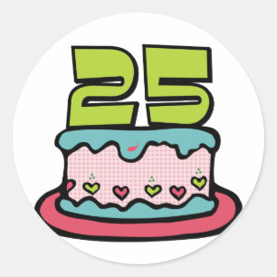 Sticker Rond Gâteau d'anniversaire de 25 ans
