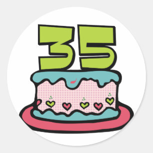 Sticker Rond Gâteau d'anniversaire de 35 ans