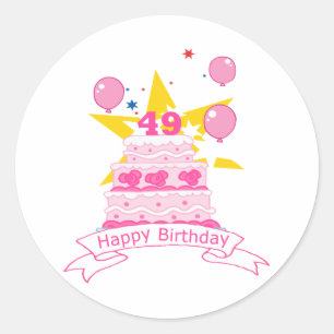 Sticker Rond Gâteau d'anniversaire de 49 ans
