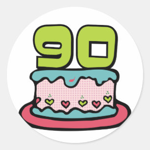 Sticker Rond Gâteau d'anniversaire de 90 ans