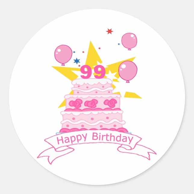 Sticker Rond Gâteau d'anniversaire de 99 ans (Devant)