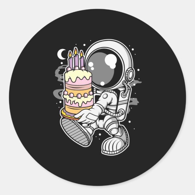 Sticker Rond Gâteau d'anniversaire des astronautes (Devant)