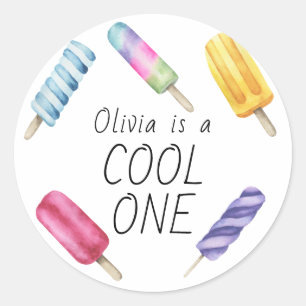 Sticker Rond Gâteau d'anniversaire glace à l'eaucolor été