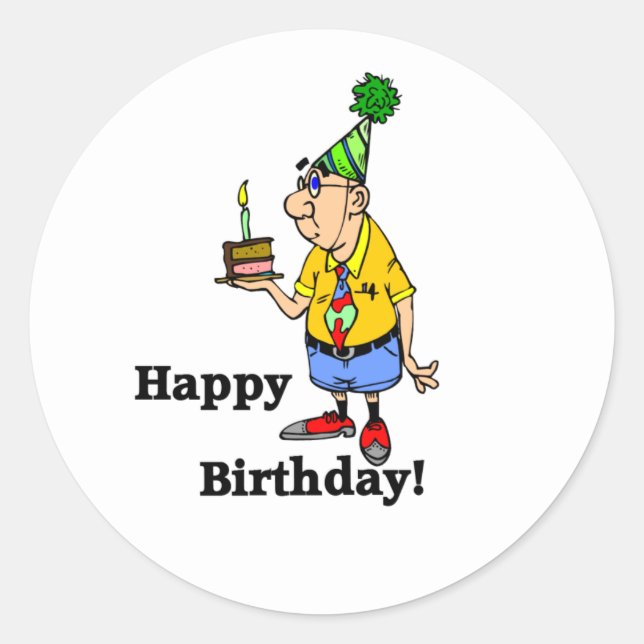 Sticker Rond Gâteau d'anniversaire - Homme (Devant)