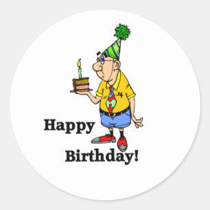 Sticker Rond Gâteau d'anniversaire - Homme
