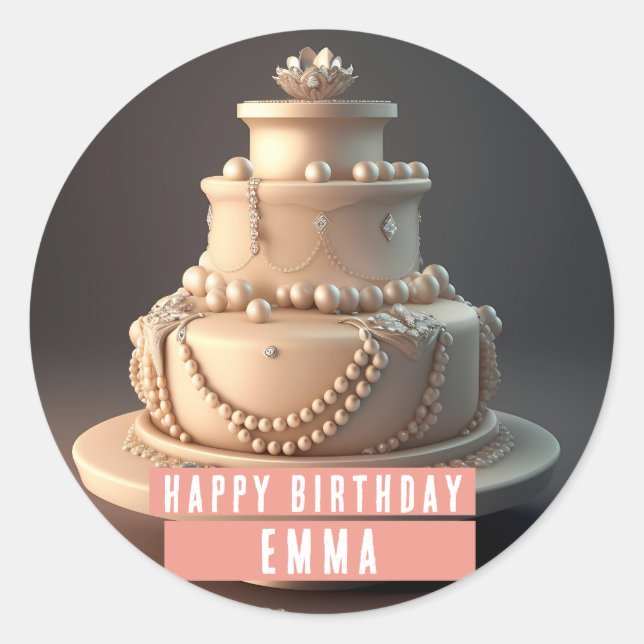 Sticker Rond Gâteau d'anniversaire sur le thème de la bijouteri (Devant)