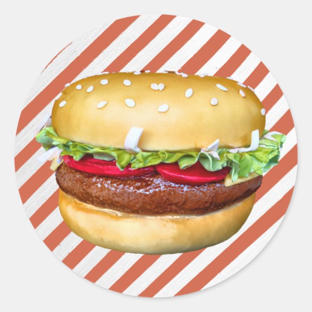Sticker Rond Gâteau de hamburger rond (Devant)