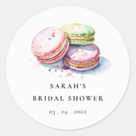 Sticker Rond Gâteau de macarons français à l'aquarelle pour ent