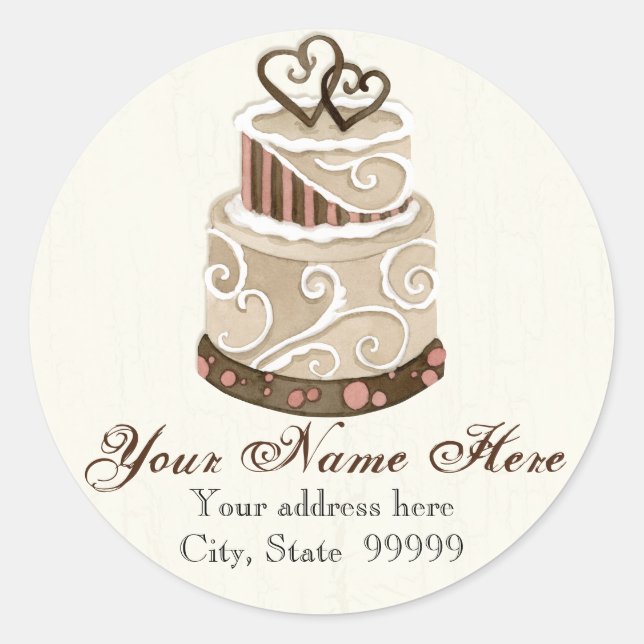 Sticker Rond Gâteau De Mariage Moderne Dot Frottent (Devant)