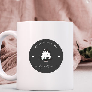 Sticker Rond Gâteau de mariage personnalisé fait main avec boul