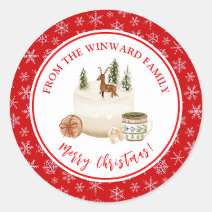 Sticker Rond Gâteau de Noël de Fêtes de fin d'année