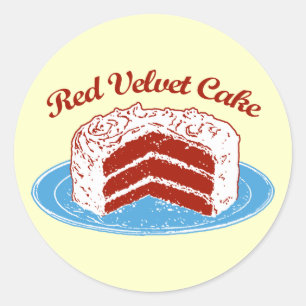 Sticker Rond Gâteau de velours rouge