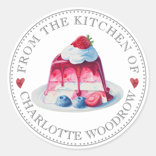 Sticker Rond Gâteau dessert glacé à l'aquarelle mignon (Devant)