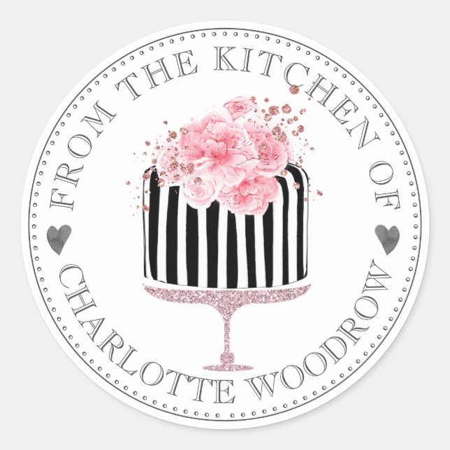 Sticker Rond Gâteau dessert glacé à l'aquarelle rayée fantaisie (Devant)