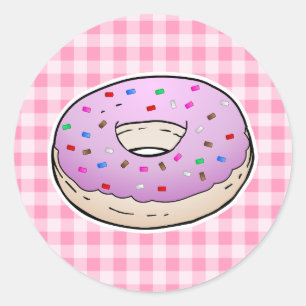 Sticker Rond Gâteau Donut Rose le Plus Sucré