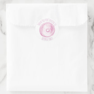 Sticker Rond Gâteau donut rose poudres aquarelle main dessinée 