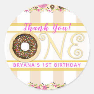 Sticker Rond Gâteau donut saupoudré marron Fête d'anniversaire
