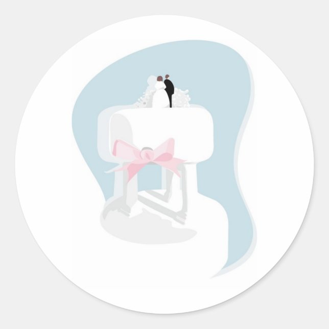 Sticker Rond Gâteau mariage avec bride et topper de chambre (Devant)