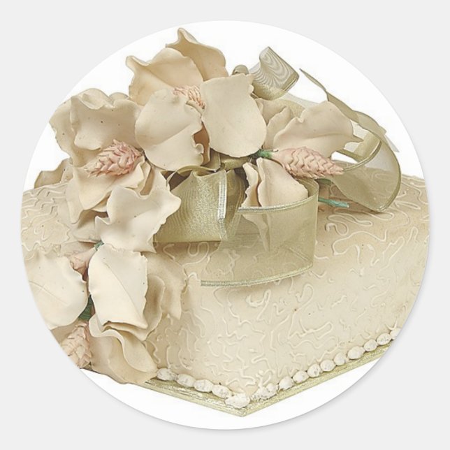 Sticker Rond Gâteau Mariage carré (Devant)