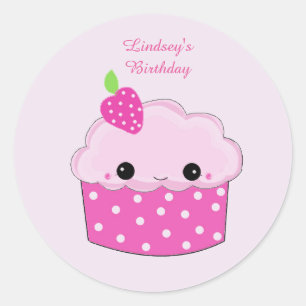 Sticker Rond Gâteau personnalisé d'anniversaire Smiley