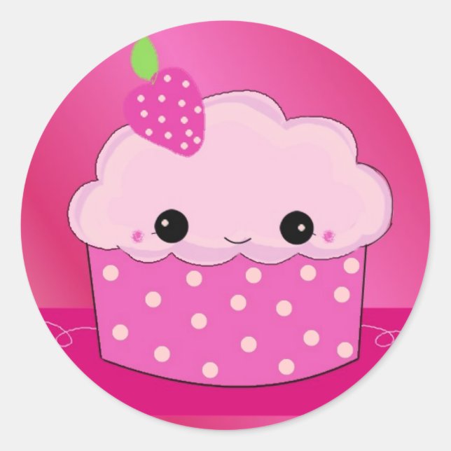 Sticker Rond Gâteau rose (Devant)