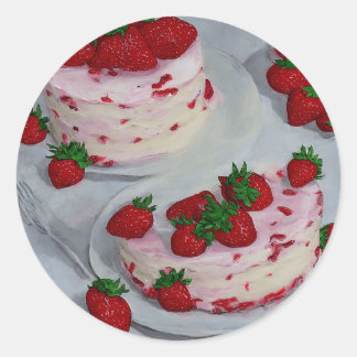 Sticker Rond Gâteaux aux fraises