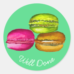 Sticker Rond Gâteaux colorés de macaron français