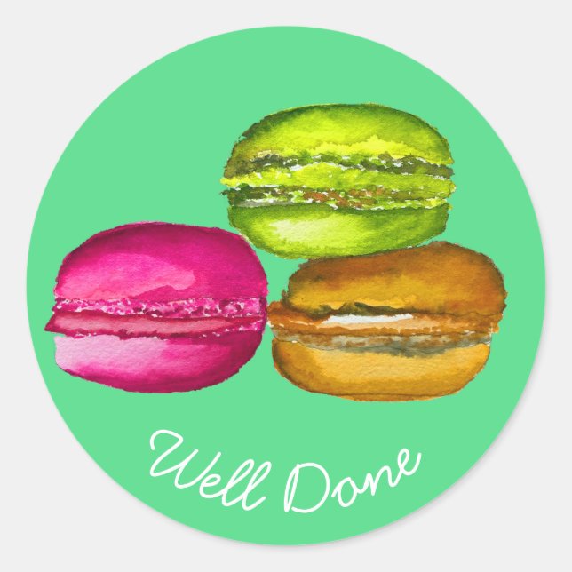 Sticker Rond Gâteaux colorés de macaron français (Devant)