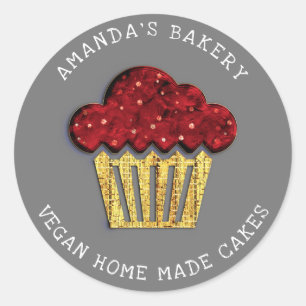 Sticker Rond Gâteaux Sucré pâtisserie maison Vegan Bakery Muffi